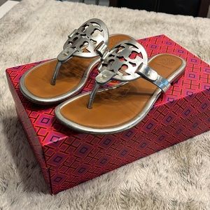 Tory Burch Miller Metallic Silver sandals size 6